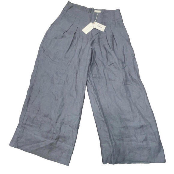 Flannel Brand Lightweight Organic Quiet Luxury Lined Wide Leg Slate Gray Pants 2 - Picture 2 of 15